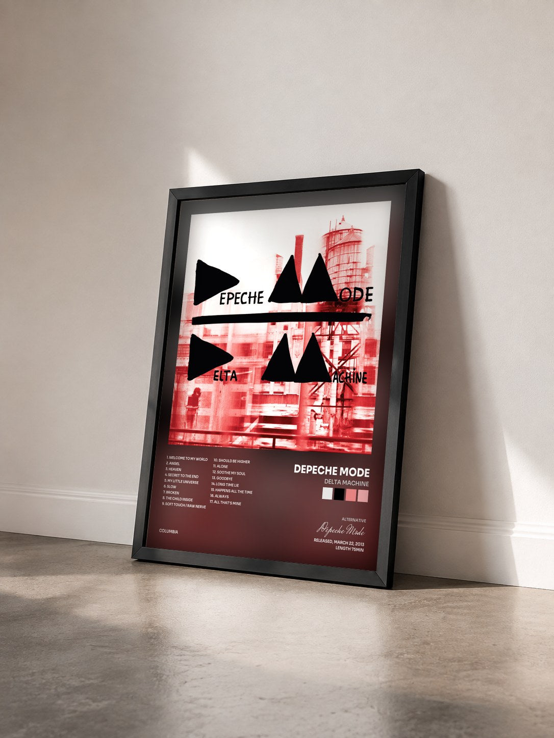 #noir Delta Machine von Depeche Mode als gerahmter Kunstdruck von schräg gesehen, schwarzer Rahmen