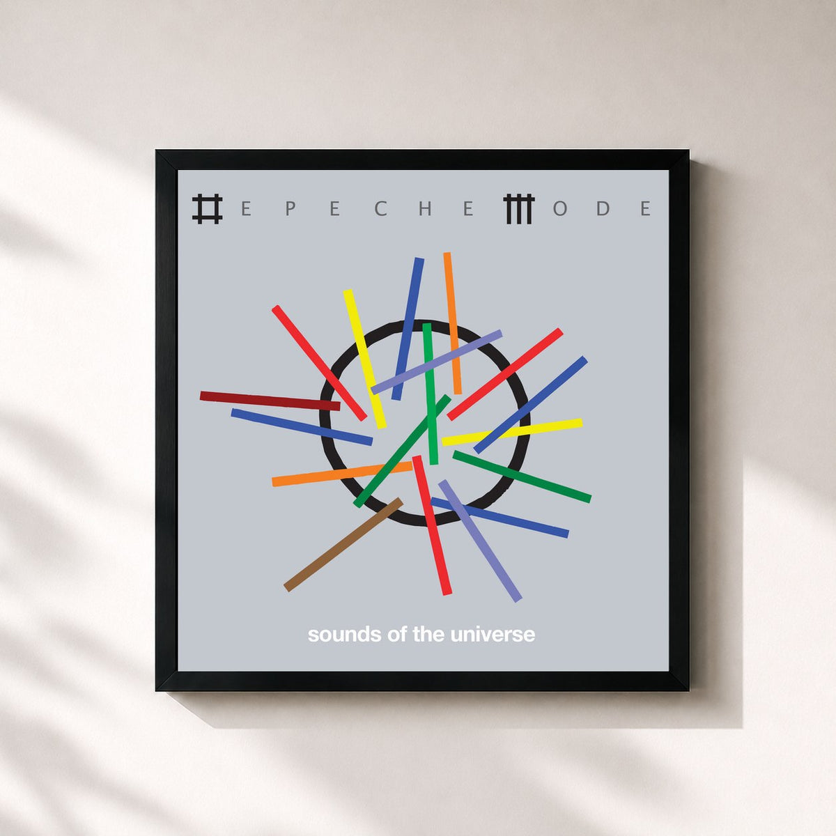 #noir Sounds of The Universe von Depeche Mode als quadratischer Kunstdruck, schwarzer Rahmen 32x32 cm