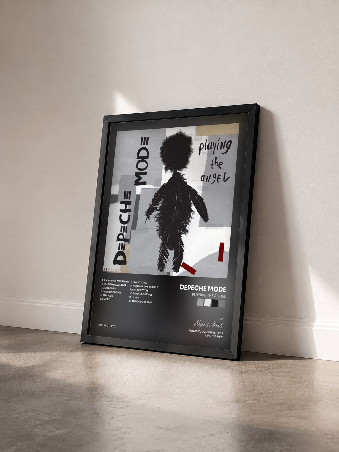 #noir Playing The Angel von Depeche Mode als gerahmter Kunstdruck von schräg gesehen, schwarzer Rahmen