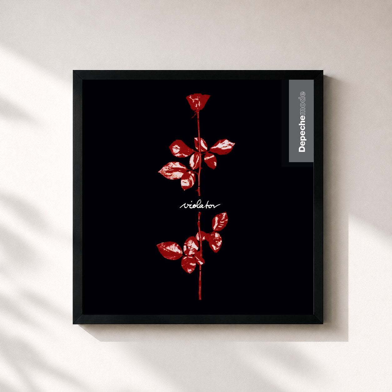 #noir Violator de Depeche Mode en lámina cuadrada enmarcada, marco negro de 32x32 cm