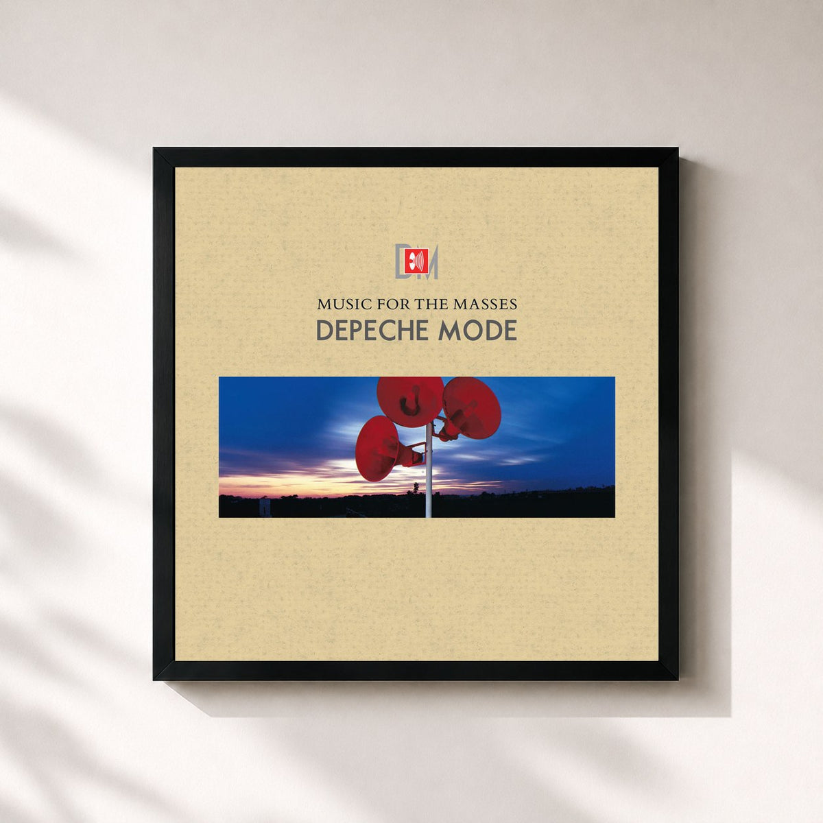 #noir Music for the Masses von Depeche Mode als quadratischer Kunstdruck, schwarzer Rahmen 32x32 cm