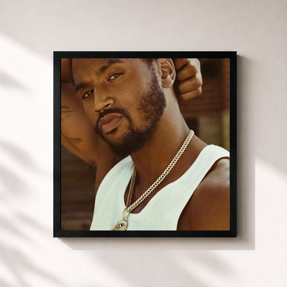 #noir Tableau carré de l'album Back Home de Trey Songz, cadre noir 32x32 cm