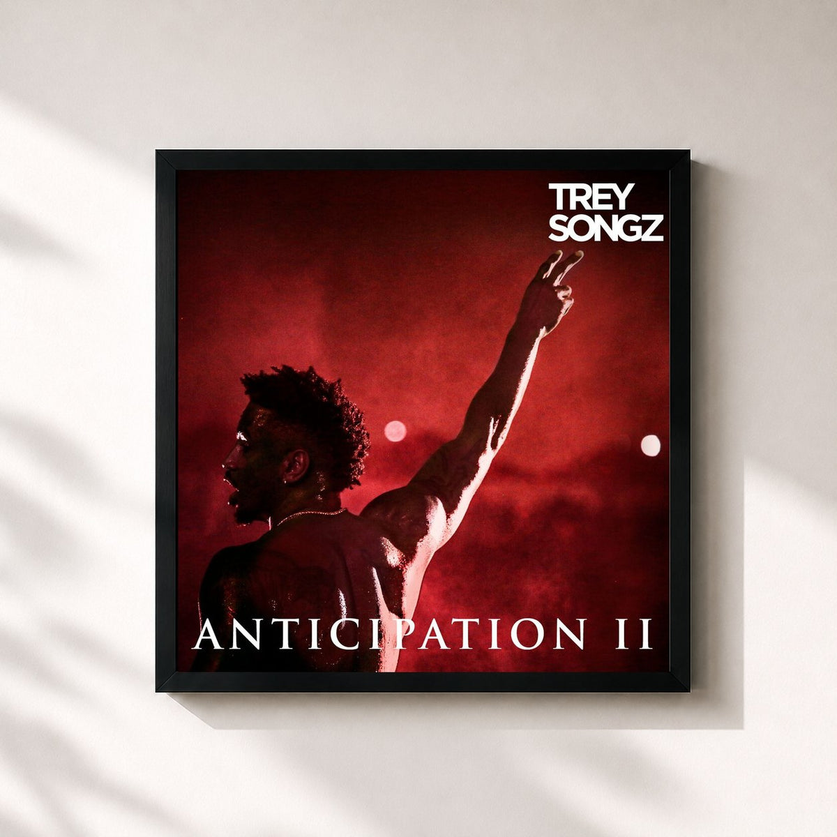 #noir Tableau carré de l'album Anticipation II de Trey Songz, cadre noir 32x32 cm