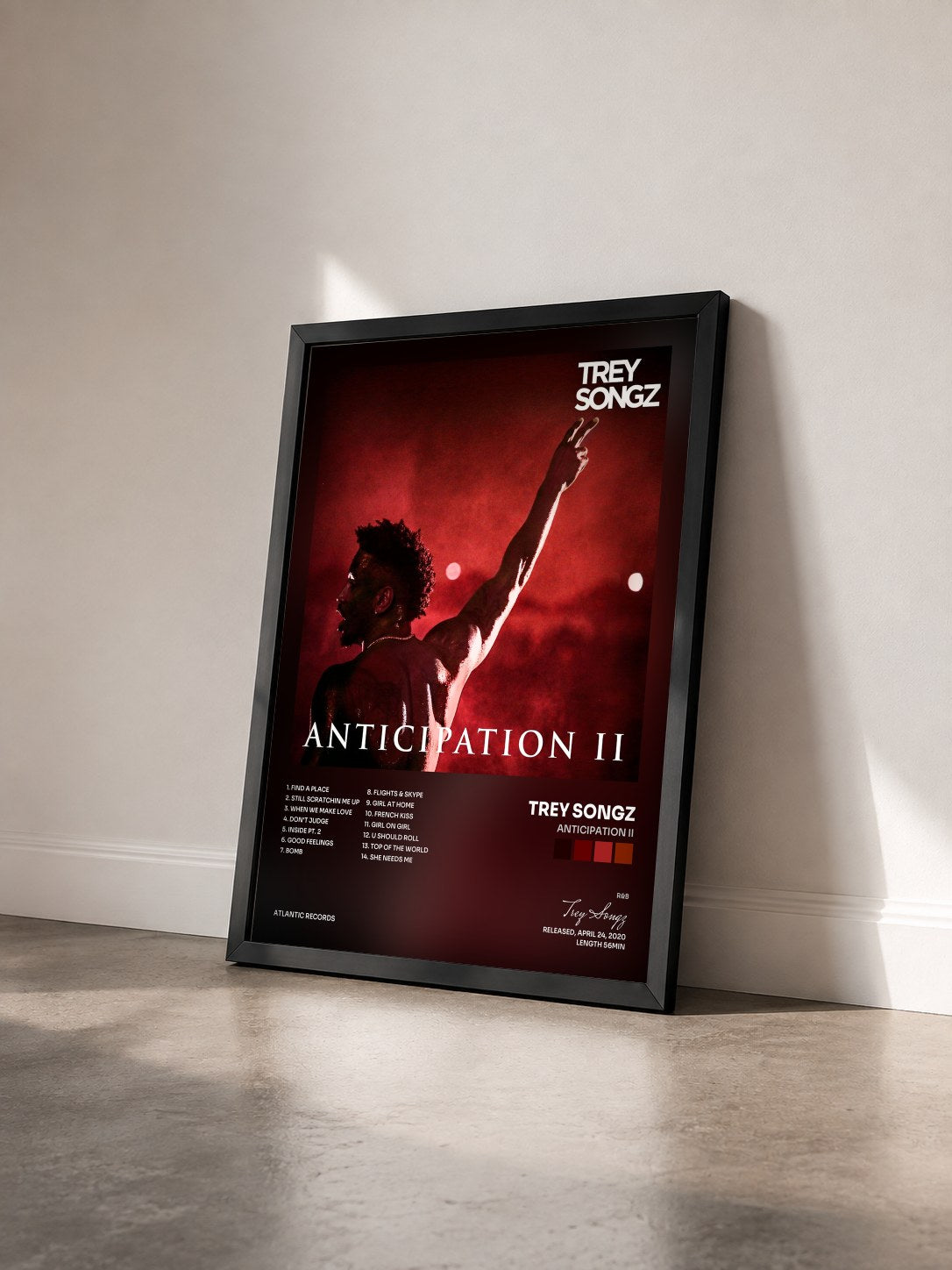 #noir Tableau de l'album Anticipation II de Trey Songz vu de trois quarts, cadre noir