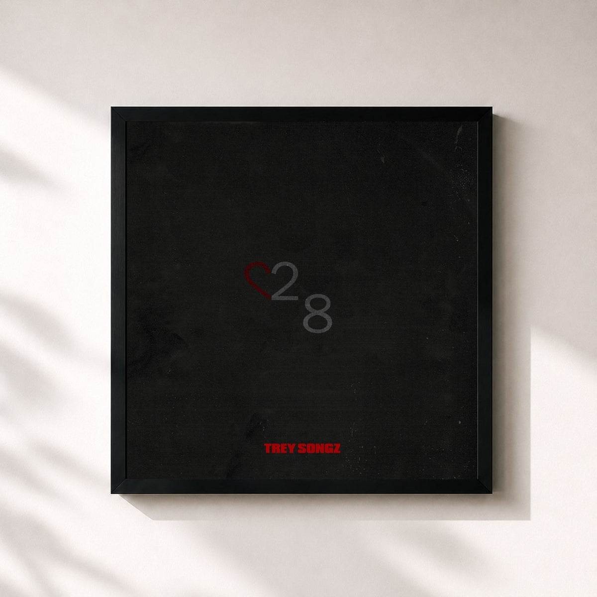 #noir Tableau carré de l'album 28 de Trey Songz, cadre noir 32x32 cm
