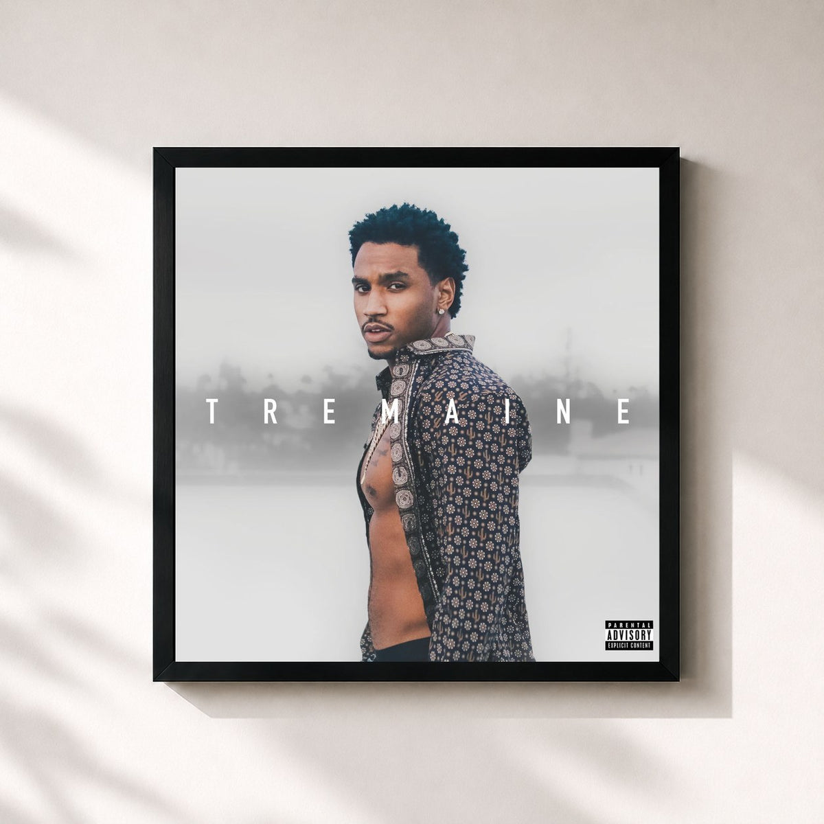 #noir Tableau carré de l'album Tremaine the Album de Trey Songz, cadre noir 32x32 cm