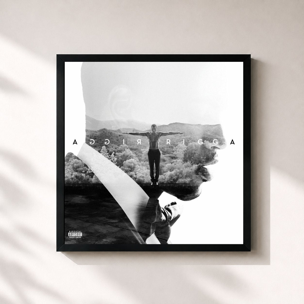 #noir Tableau carré de l'album Trigga (Deluxe) de Trey Songz, cadre noir 32x32 cm