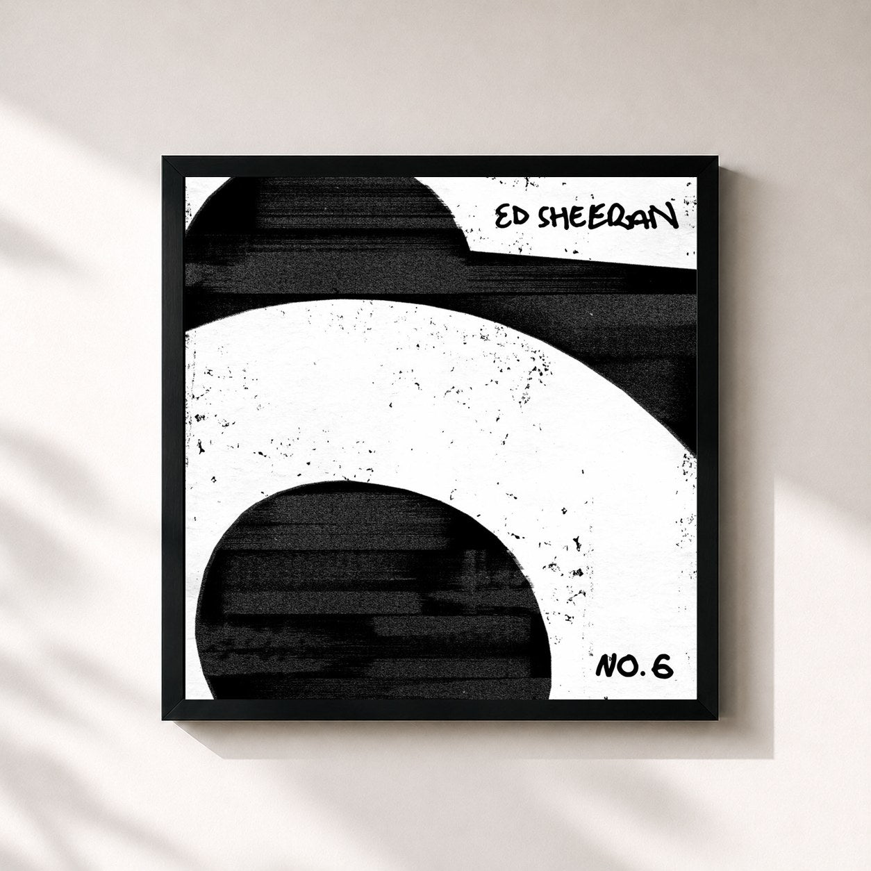 #noir Tableau carré de l'album No.6 Collaborations Project de Ed Sheeran, cadre noir 32x32 cm
