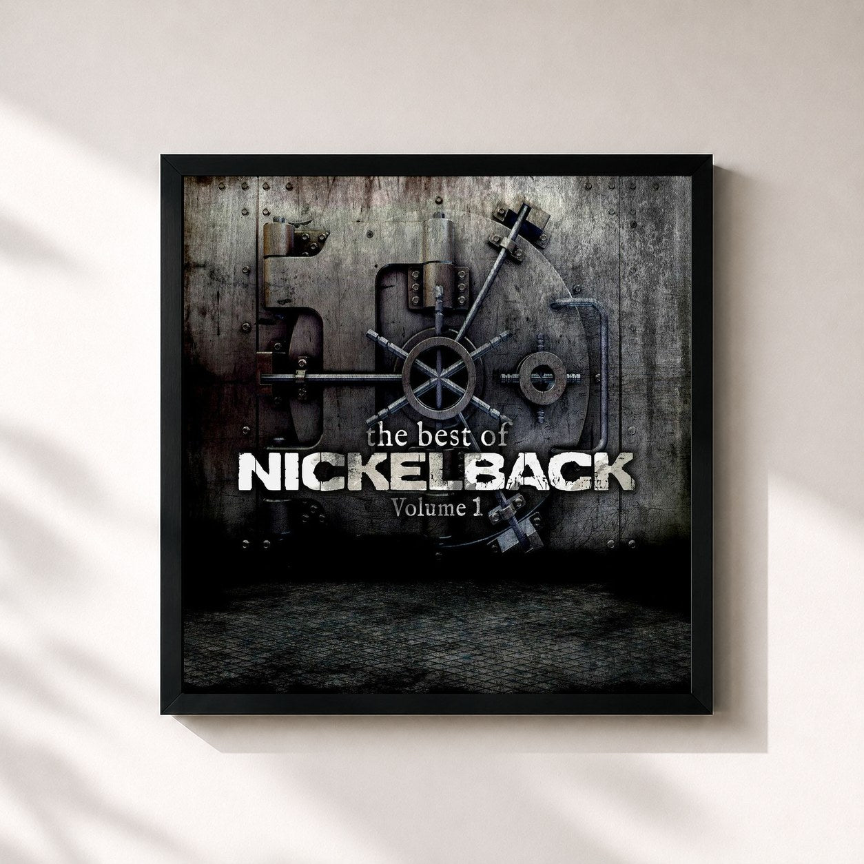 #noir Tableau carré de l'album The Best of Nickelback, Vol. 1 de Nickelback, cadre noir 32x32 cm