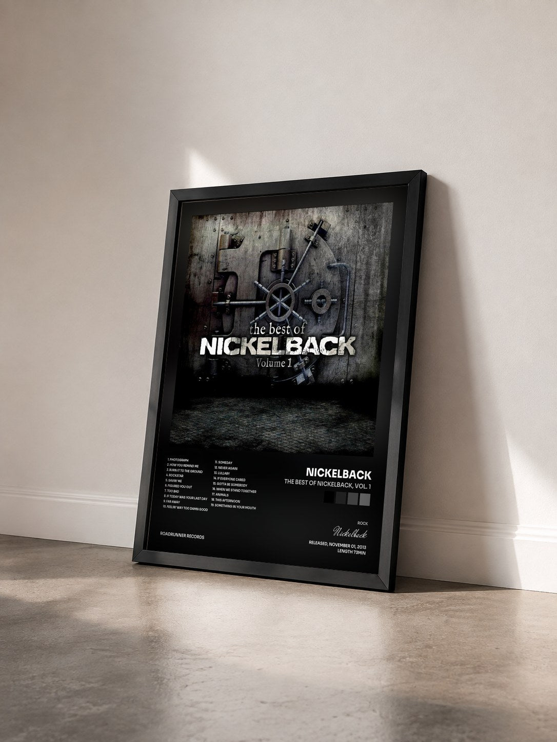 #noir Tableau de l'album The Best of Nickelback, Vol. 1 de Nickelback vu de trois quarts, cadre noir