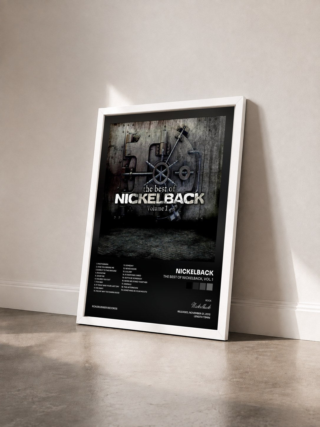 #blanc Tableau de l'album The Best of Nickelback, Vol. 1 de Nickelback vu de trois quarts, cadre blanc