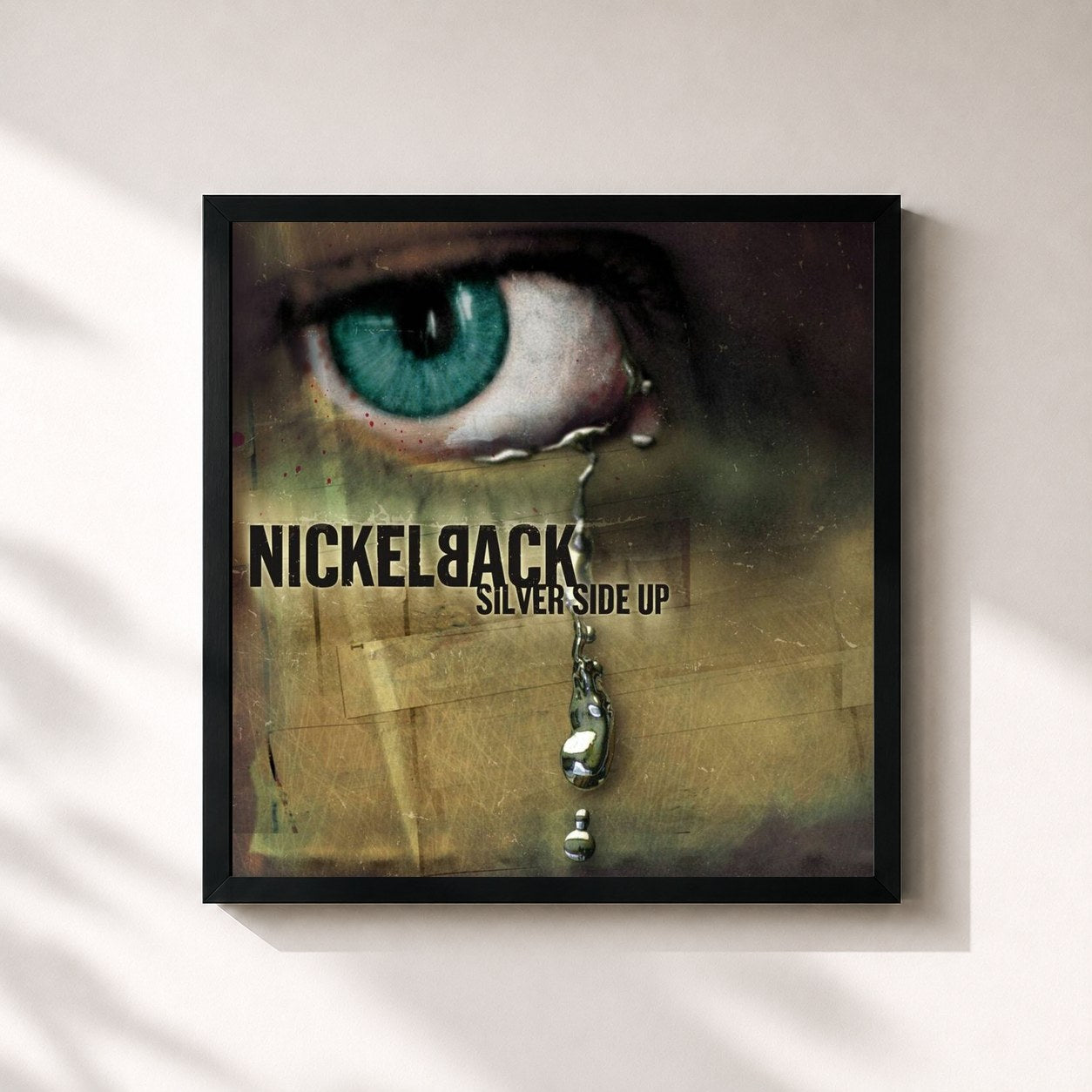 #noir Silver Side Up de Nickelback en lámina cuadrada enmarcada, marco negro de 32x32 cm