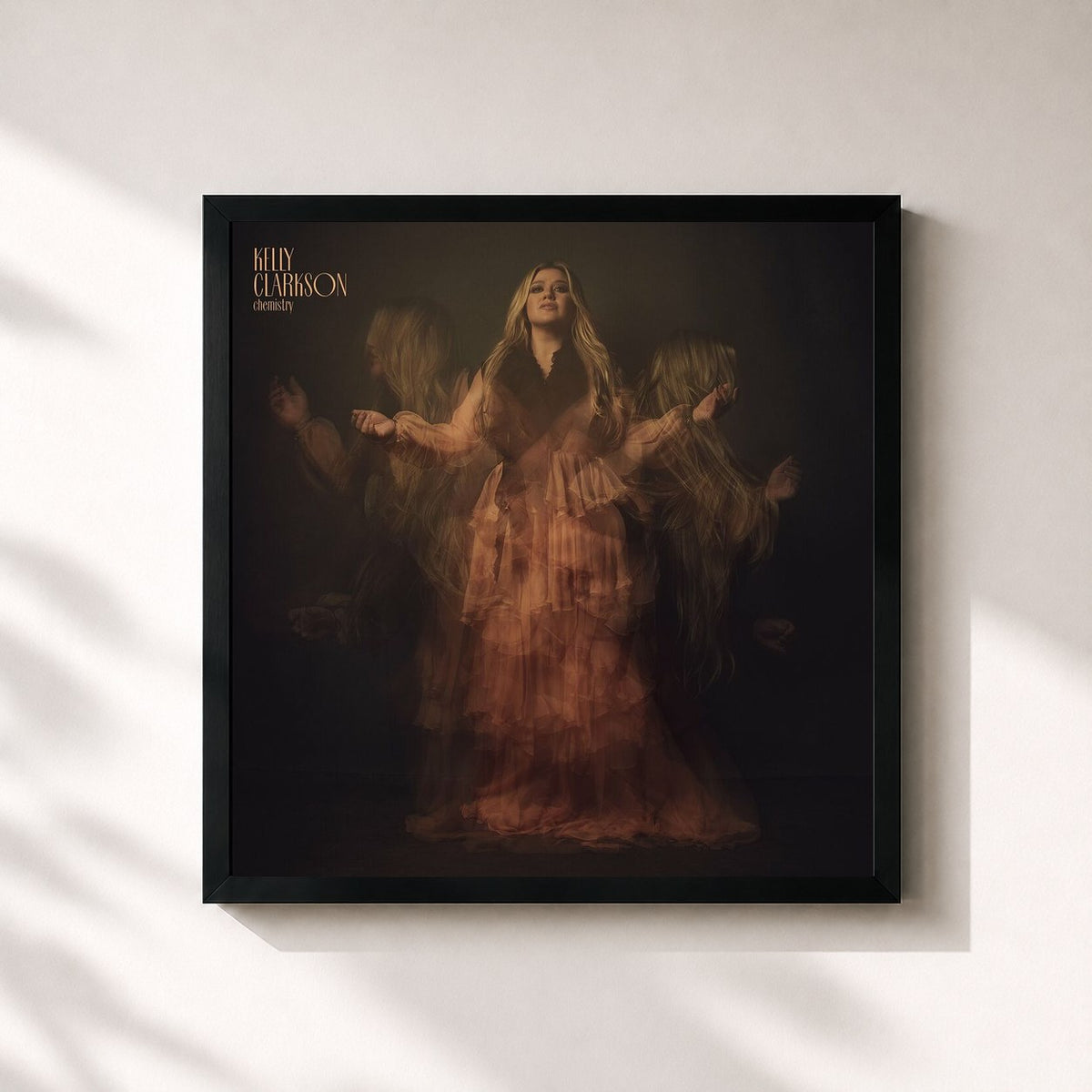 #noir Tableau carré de l'album chemistry de Kelly Clarkson, cadre noir 32x32 cm