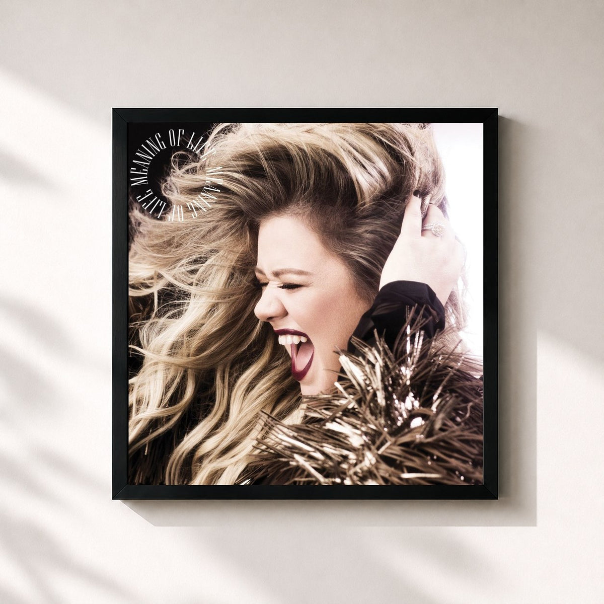 #noir Tableau carré de l'album Meaning of Life de Kelly Clarkson, cadre noir 32x32 cm