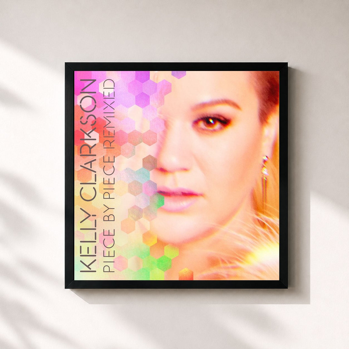 #noir Tableau carré de l'album Piece By Piece Remixed de Kelly Clarkson, cadre noir 32x32 cm