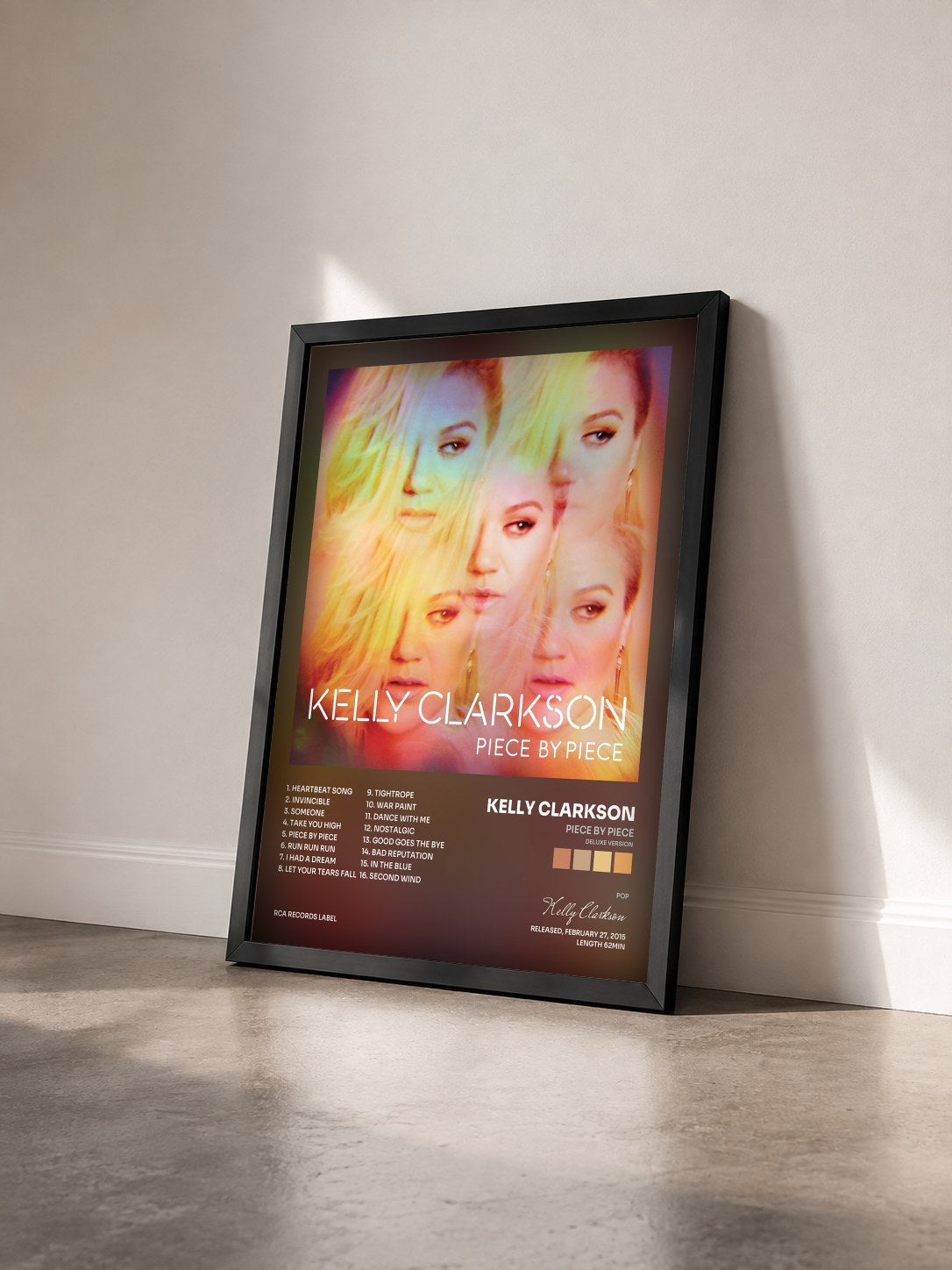#noir Tableau de l'album Piece By Piece (Deluxe Version) de Kelly Clarkson vu de trois quarts, cadre noir