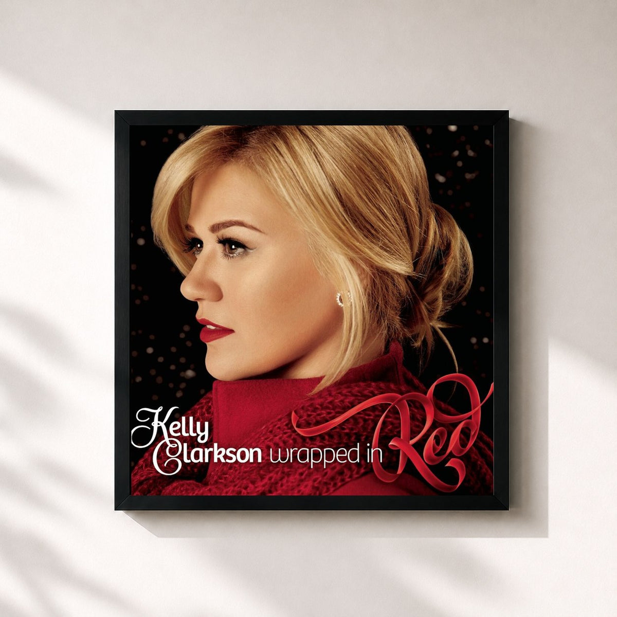 #noir Tableau carré de l'album Wrapped In Red de Kelly Clarkson, cadre noir 32x32 cm