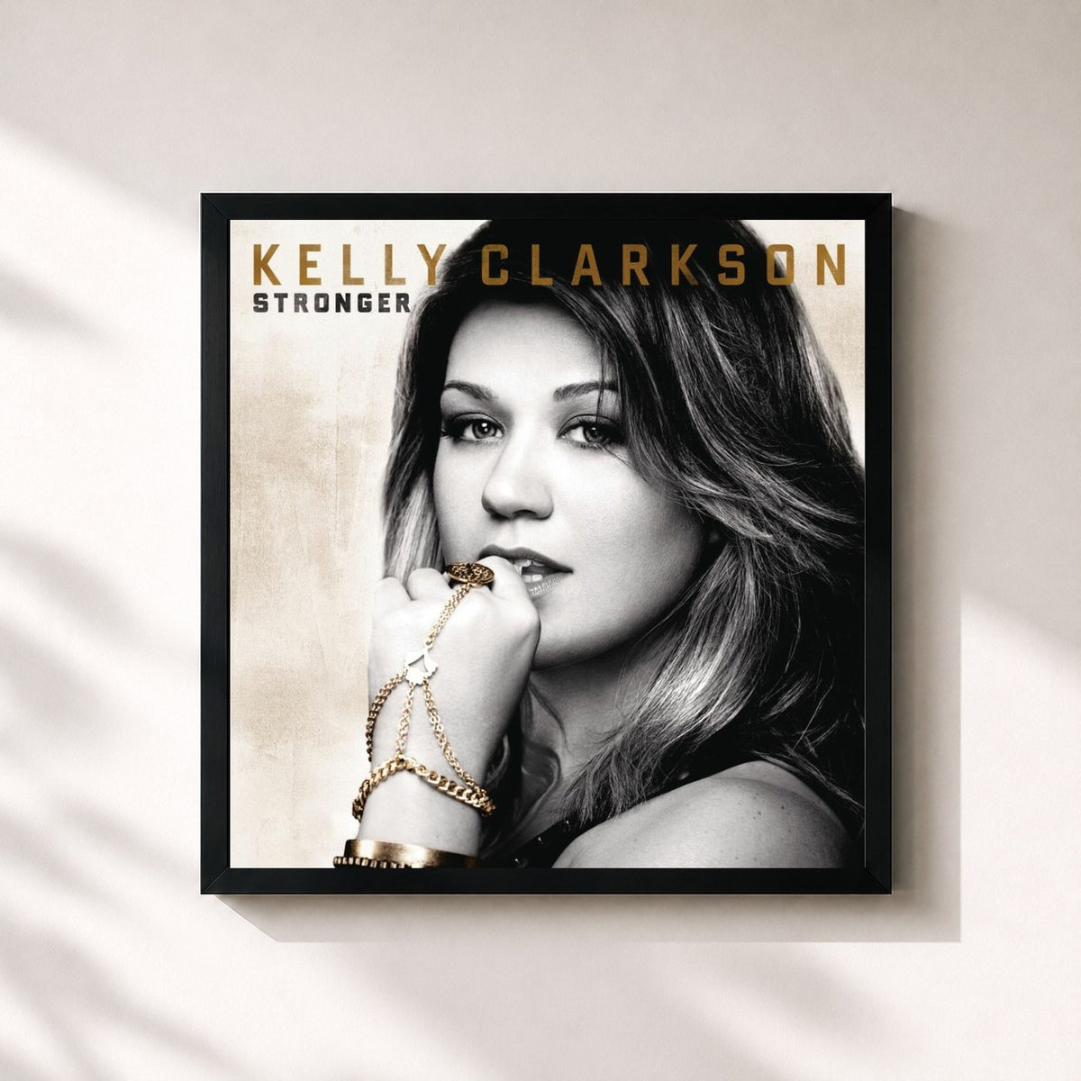 #noir Tableau carré de l'album Stronger de Kelly Clarkson, cadre noir 32x32 cm