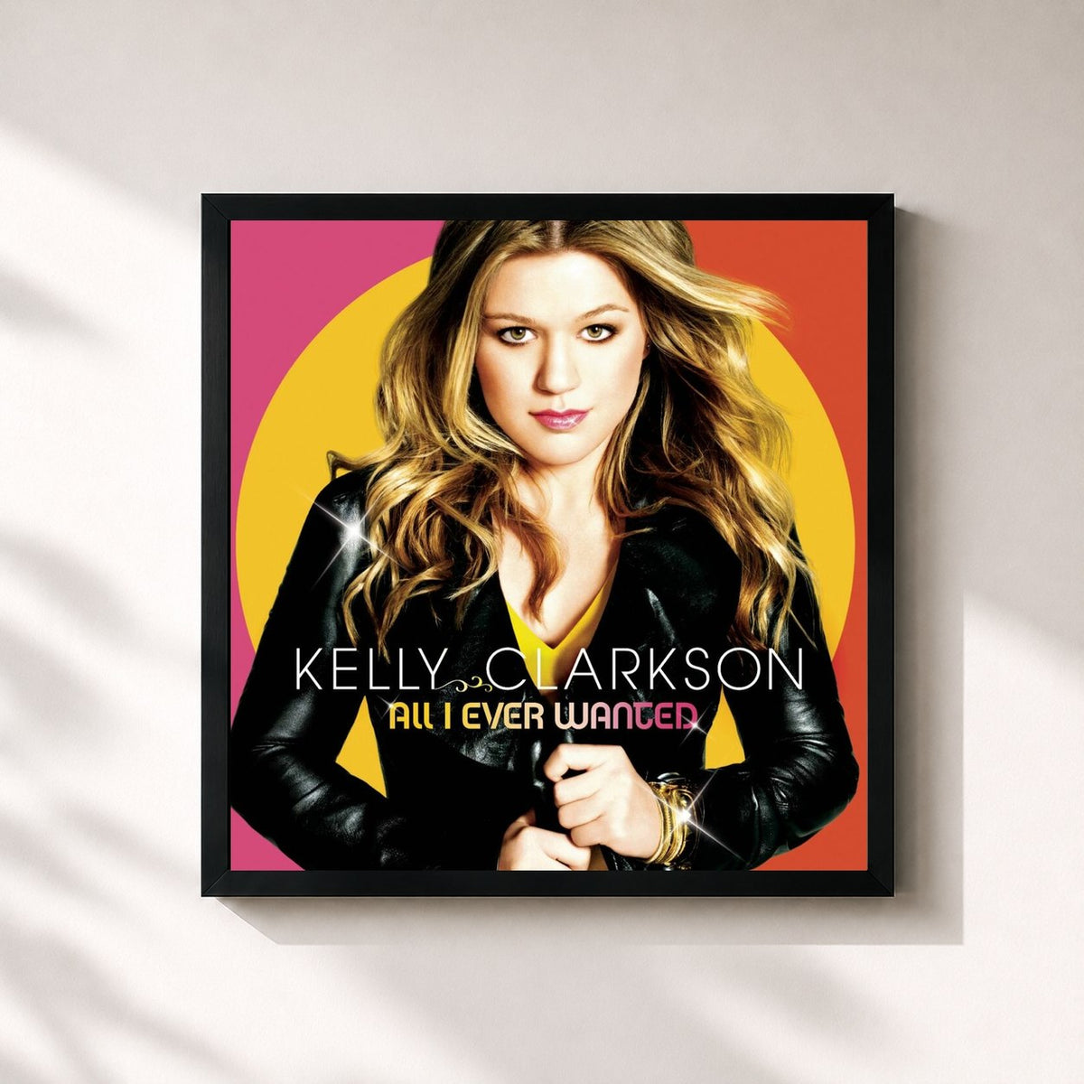 #noir Tableau carré de l'album All I Ever Wanted de Kelly Clarkson, cadre noir 32x32 cm