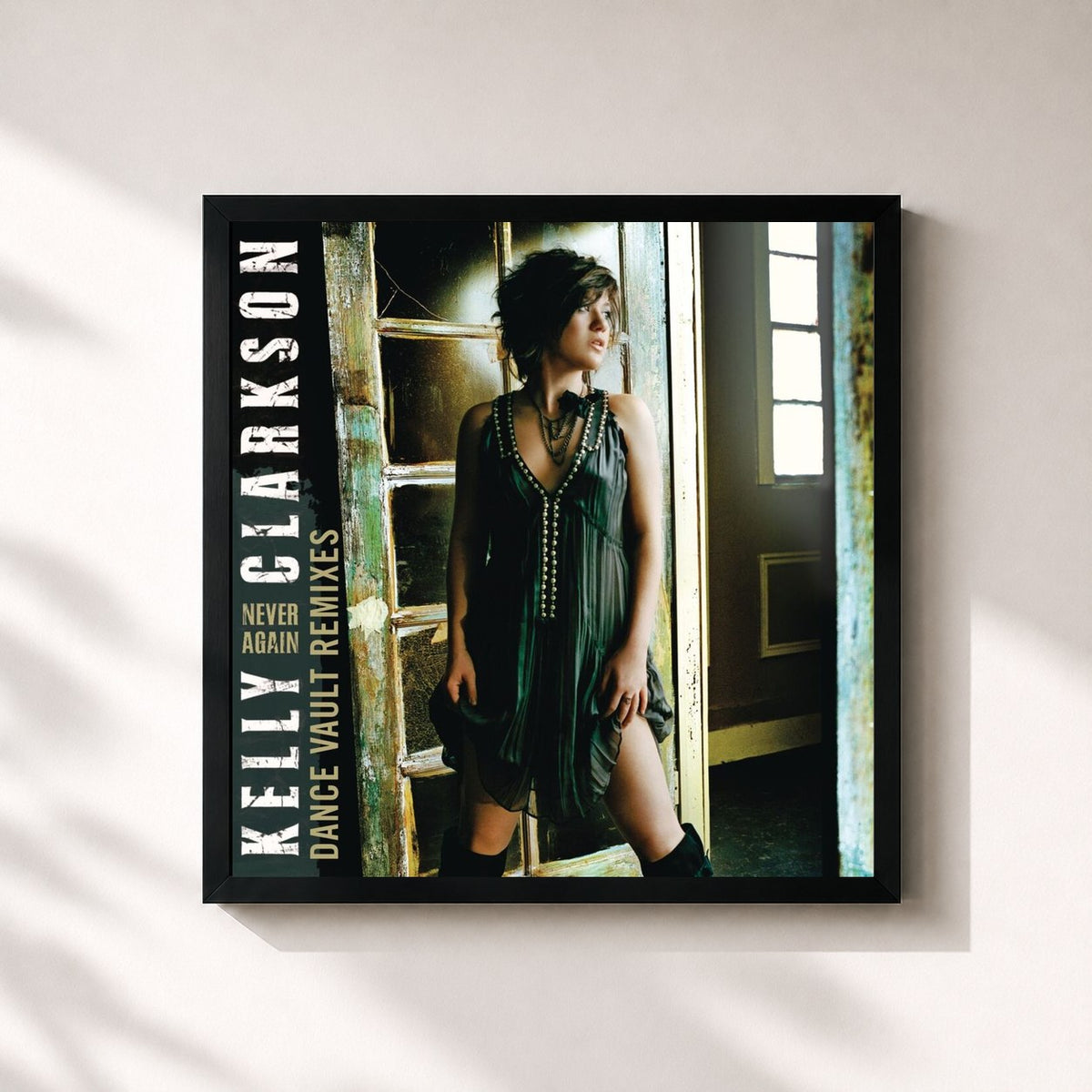 #noir Tableau carré de l'album Dance Vault Mixes - Never Again de Kelly Clarkson, cadre noir 32x32 cm
