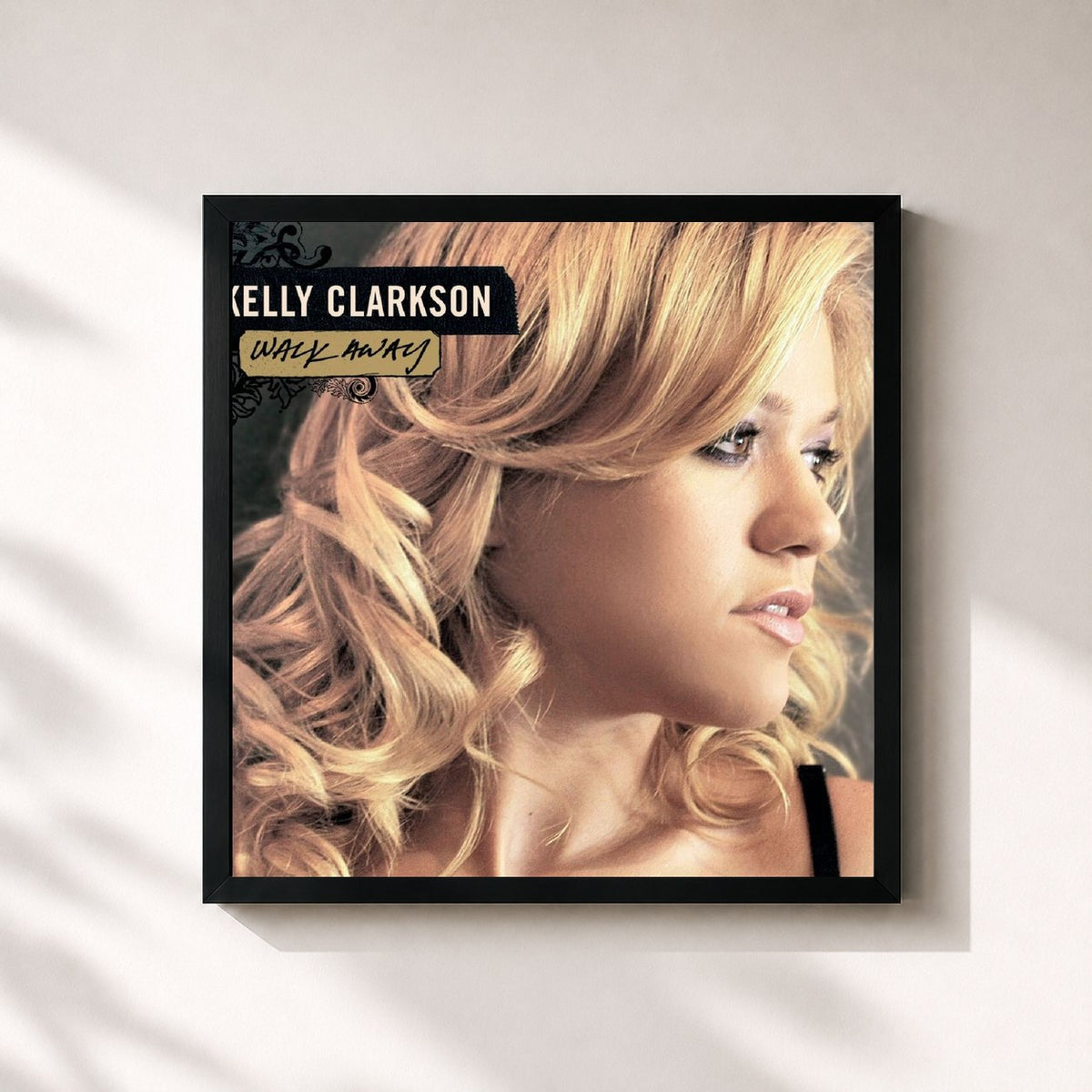 #noir Tableau carré de l'album Walk Away - Remixes de Kelly Clarkson, cadre noir 32x32 cm