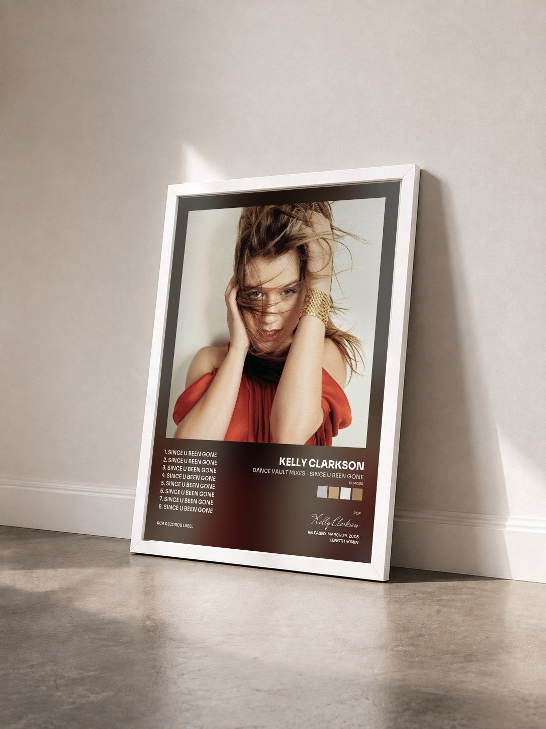 #blanc Tableau de l'album Dance Vault Mixes - Since U Been Gone (Remixes) de Kelly Clarkson vu de trois quarts, cadre blanc