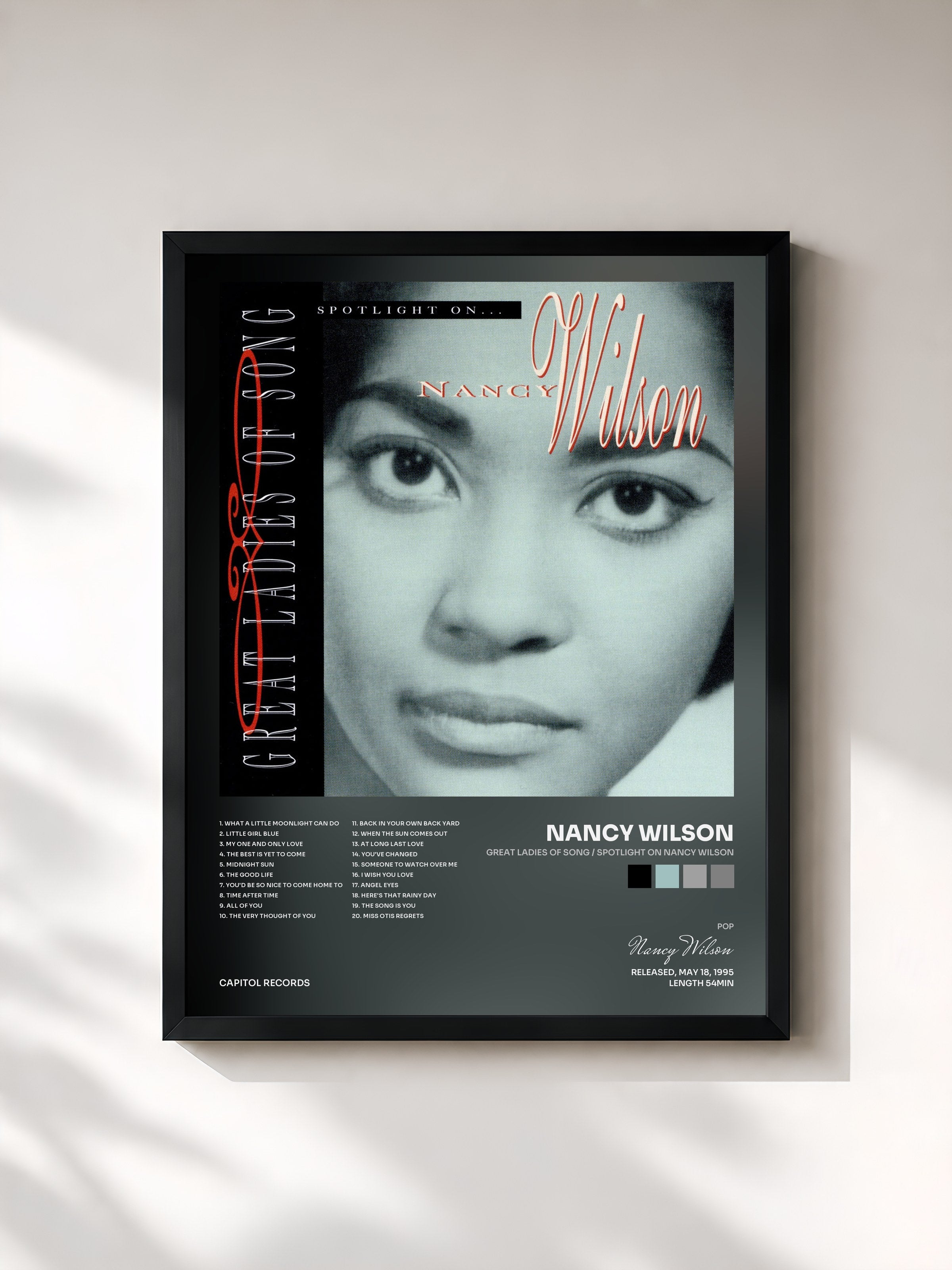 #noir Tableau de l'album Great Ladies Of Song / Spotlight On Nancy Wilson de Nancy Wilson, cadre noir, imprimé et encadré en France