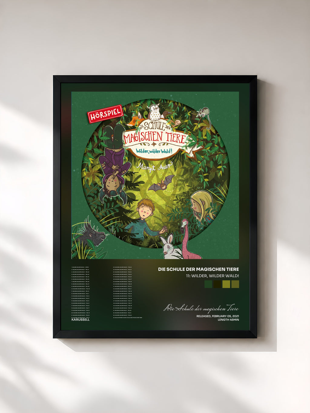 #noir Tableau de l'album 11: Wilder, wilder Wald! de Die Schule der magischen Tiere, cadre noir, imprimé et encadré en France
