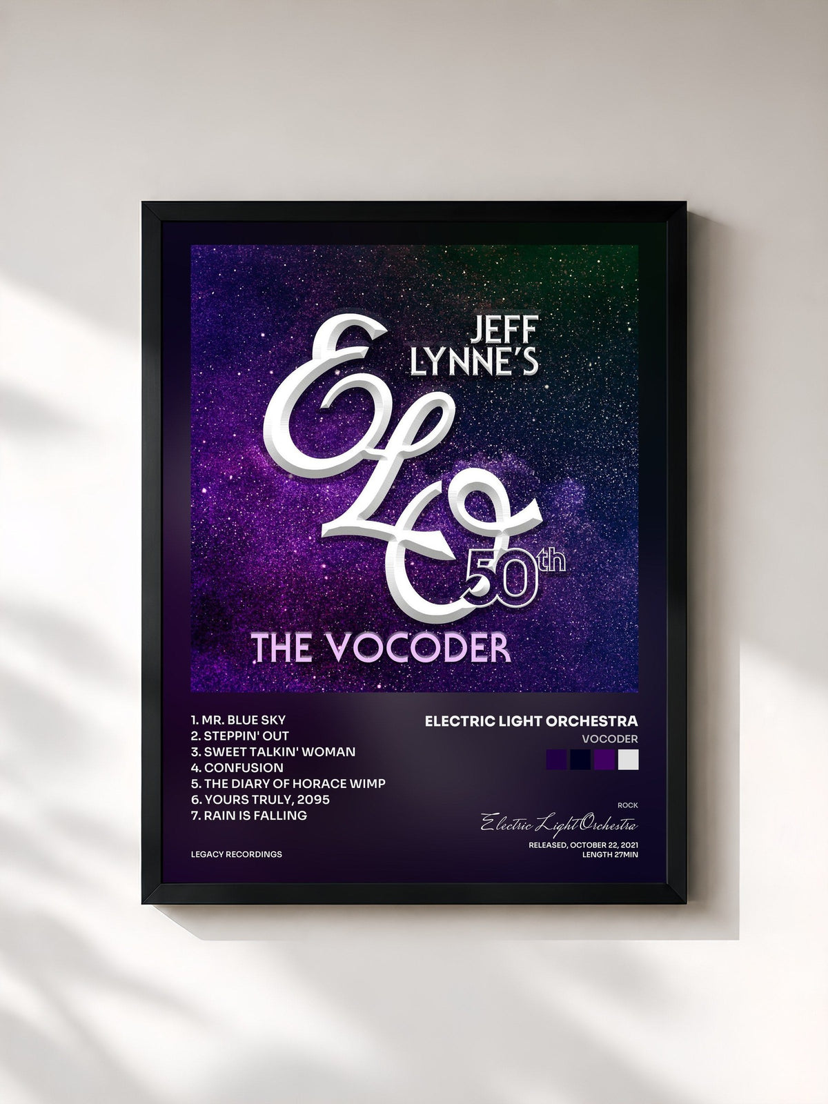 #noir Tableau de l'album Vocoder de Electric Light Orchestra, cadre noir, imprimé et encadré en France
