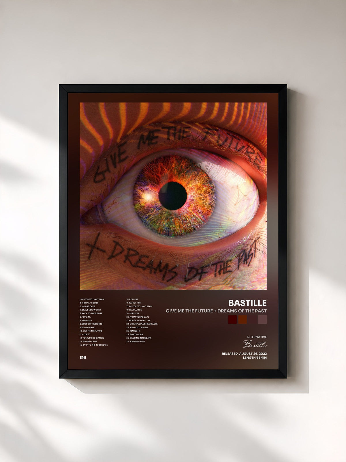 #noir Give Me The Future + Dreams Of The Past von Bastille als gerahmter Kunstdruck, schwarzer Rahmen, gedruckt und gerahmt in Frankreich