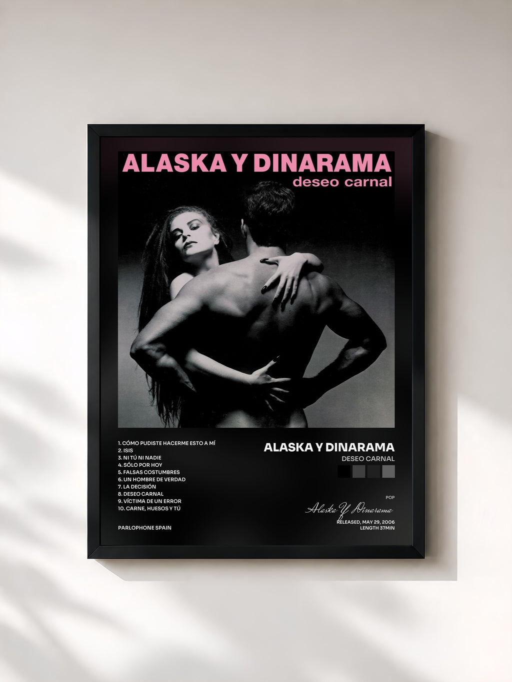 #noir Tableau de l'album Deseo Carnal de Alaska Y Dinarama, cadre noir, imprimé et encadré en France