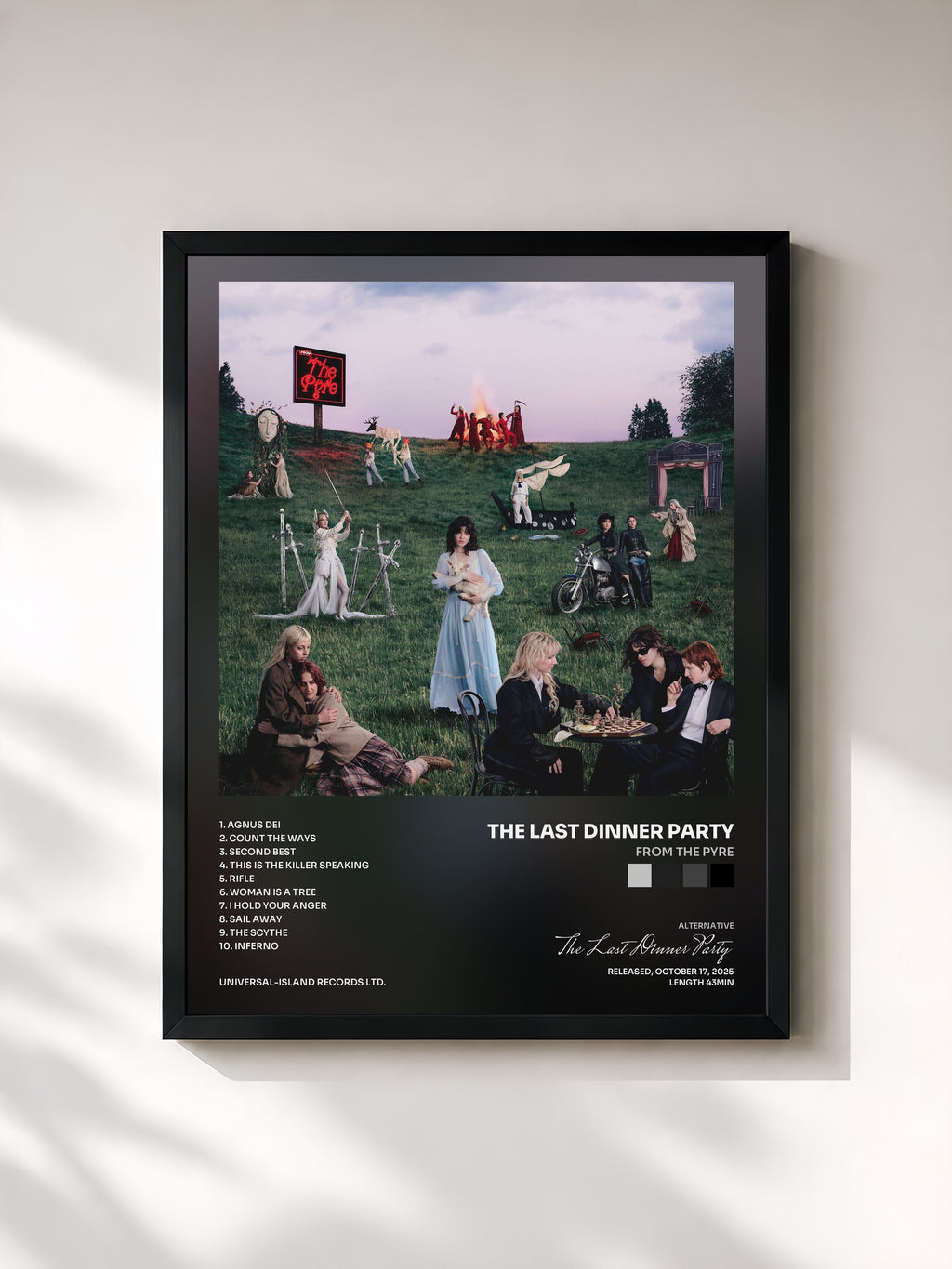 #noir Tableau de l'album From The Pyre de The Last Dinner Party, cadre noir, imprimé et encadré en France