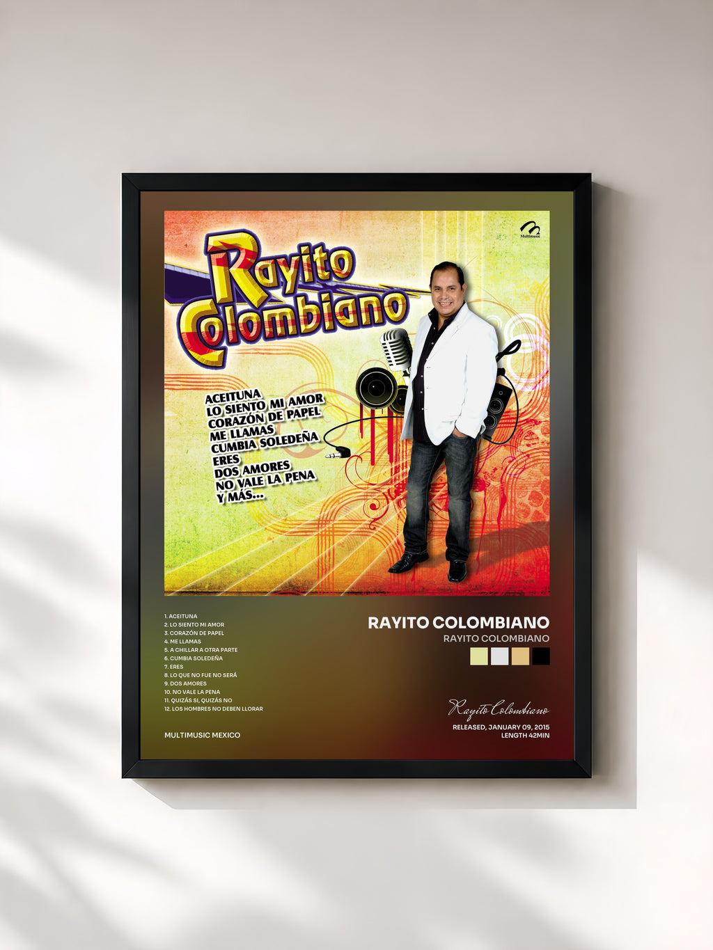#noir Tableau de l'album Rayito Colombiano de Rayito Colombiano, cadre noir, imprimé et encadré en France