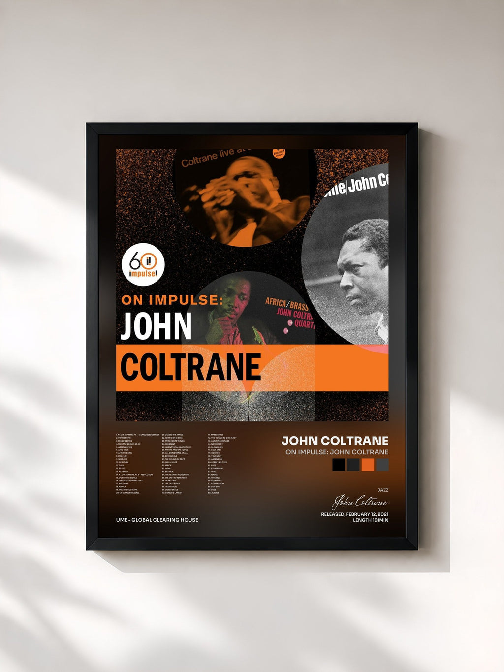 #noir Tableau de l'album On Impulse: John Coltrane de John Coltrane, cadre noir, imprimé et encadré en France