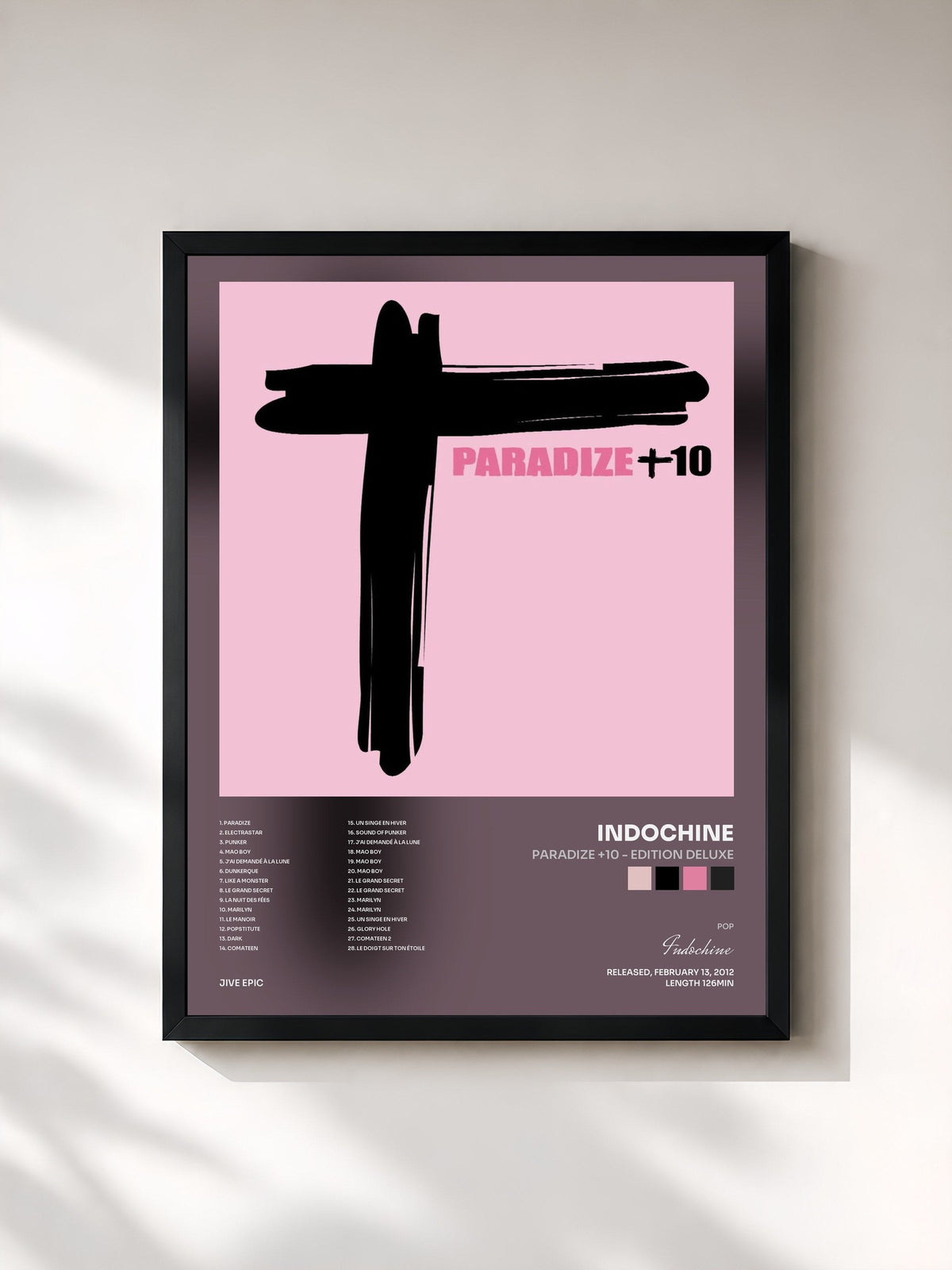 #noir Paradize +10 - Edition Deluxe by Indochine as a framed art print, black frame, printed and framed in France