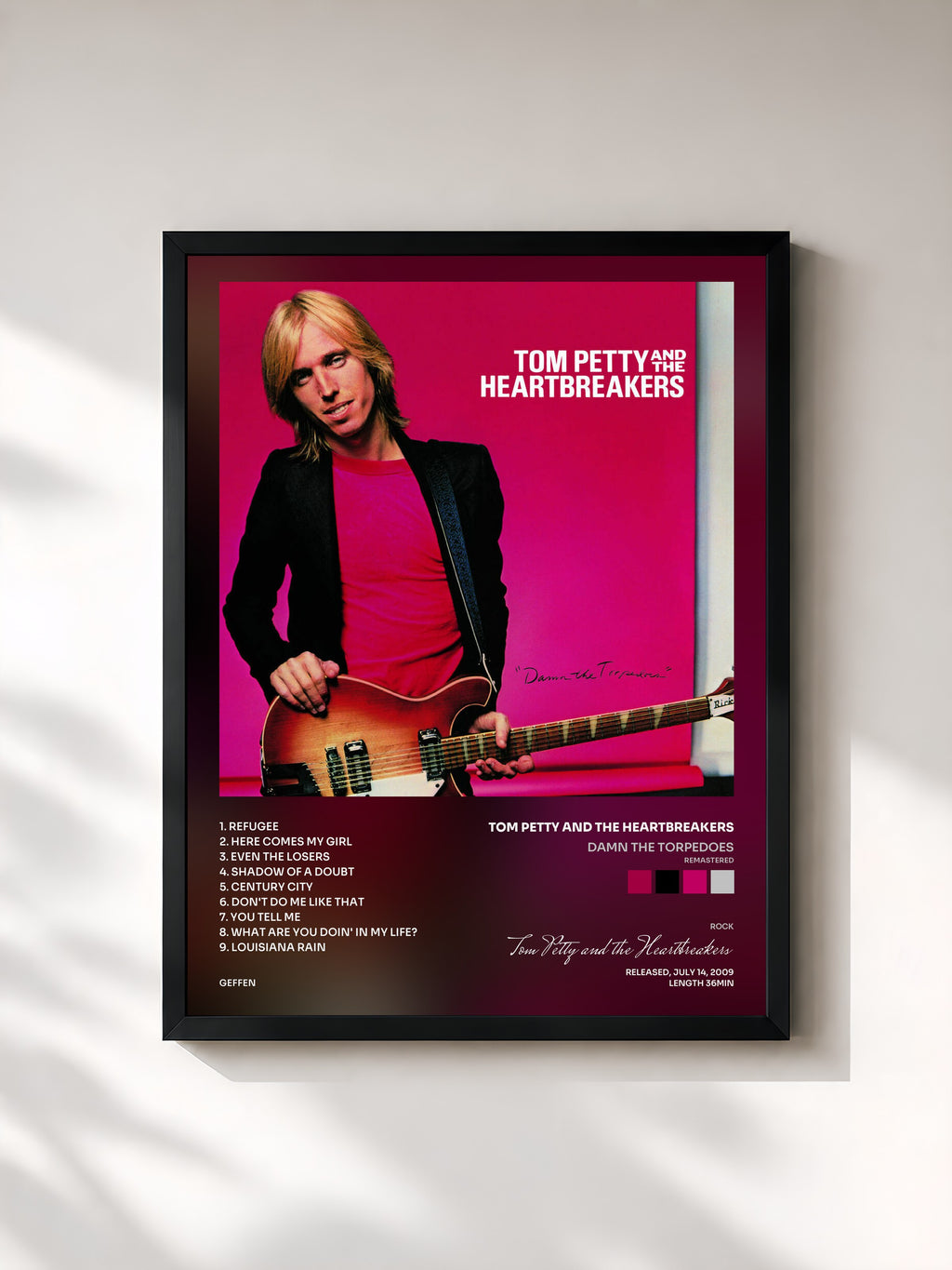 #noir Tableau de l'album Damn The Torpedoes (Remastered) de Tom Petty and the Heartbreakers, cadre noir, imprimé et encadré en France