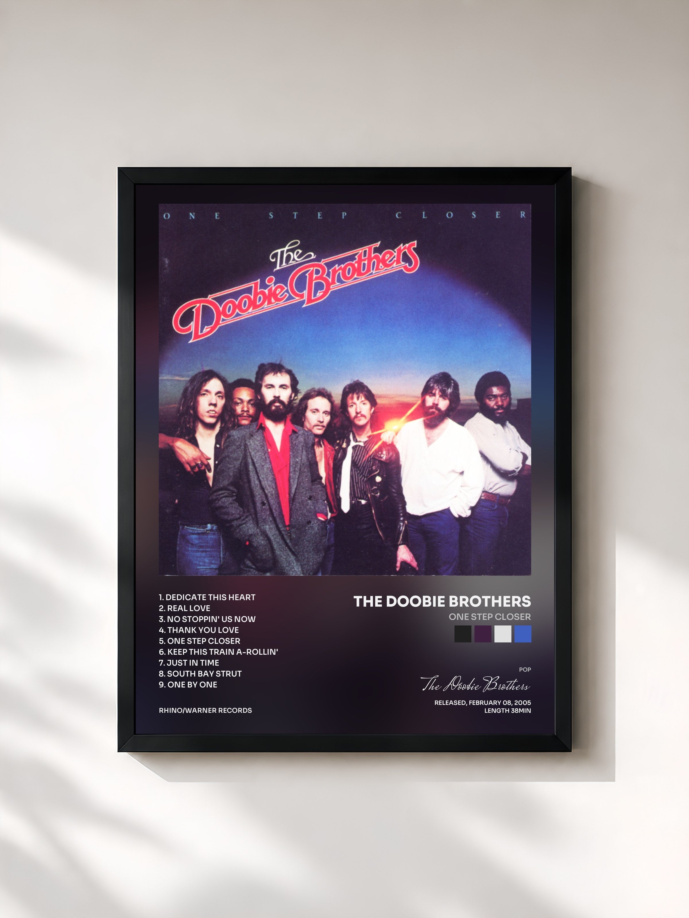 #noir Tableau de l'album One Step Closer de The Doobie Brothers, cadre noir, imprimé et encadré en France