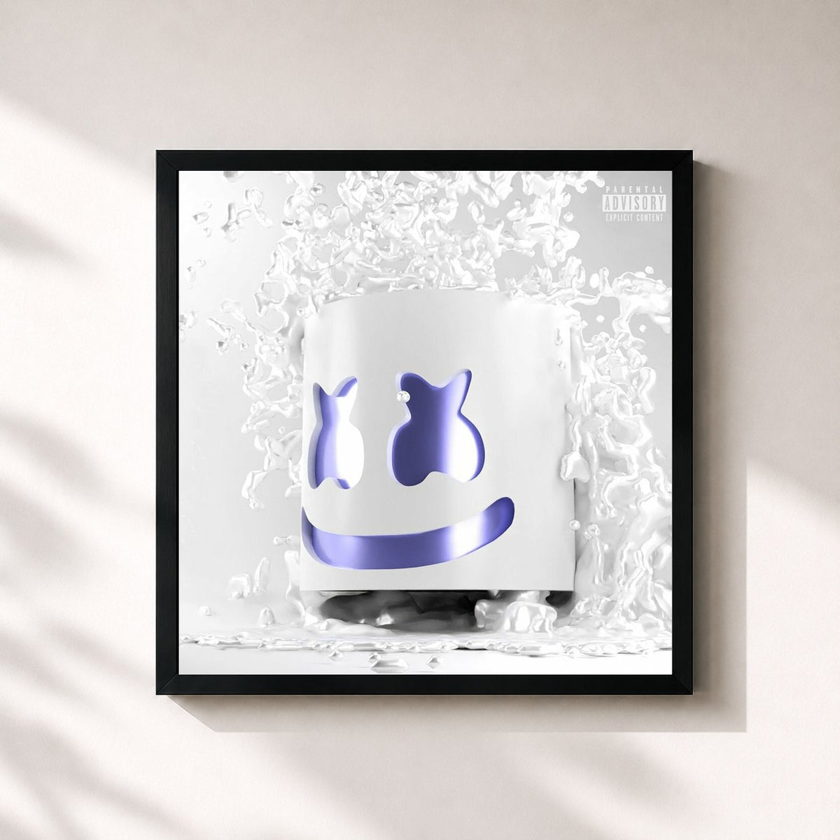 #noir Tableau carré de l'album Shockwave de Marshmello, cadre noir 32x32 cm