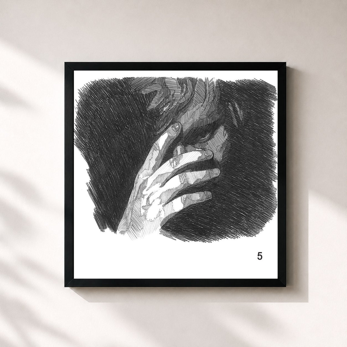#noir Tableau carré de l'album No.5 Collaborations Project de Ed Sheeran, cadre noir 32x32 cm