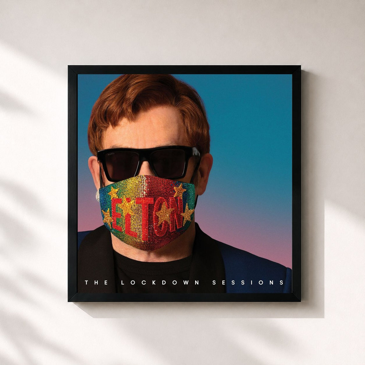 #noir Tableau carré de l'album The Lockdown Sessions de Elton John, cadre noir 32x32 cm