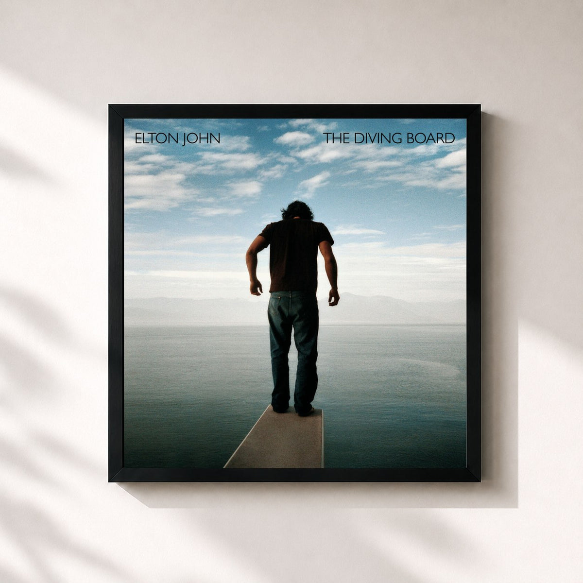 #noir Tableau carré de l'album The Diving Board de Elton John, cadre noir 32x32 cm