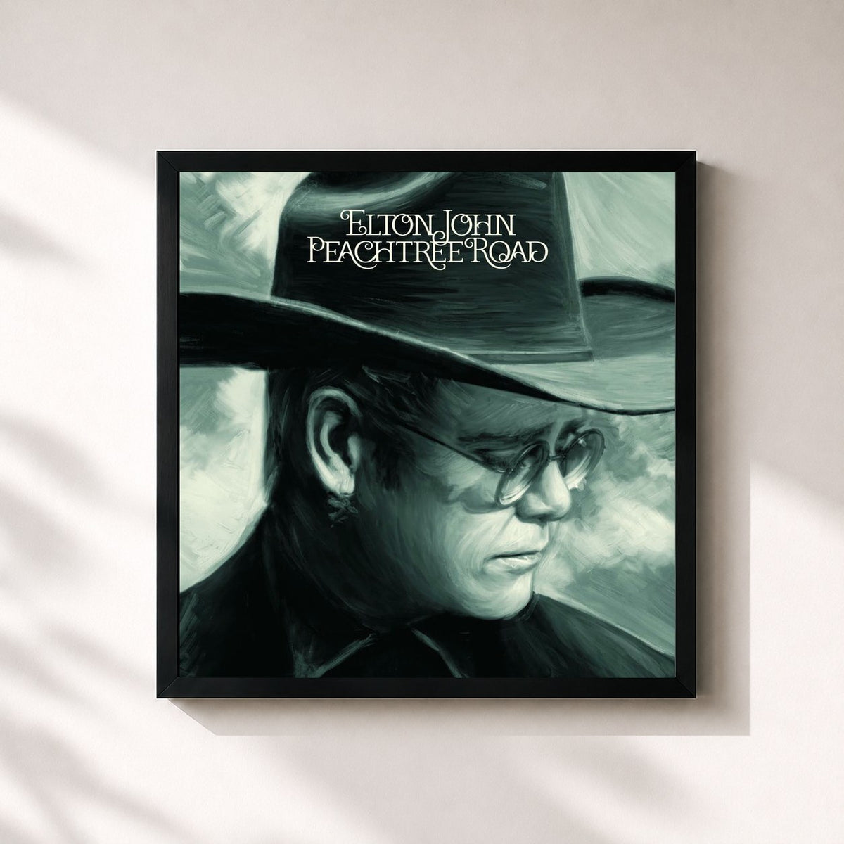 #noir Tableau carré de l'album Peachtree Road (Expanded Edition) de Elton John, cadre noir 32x32 cm
