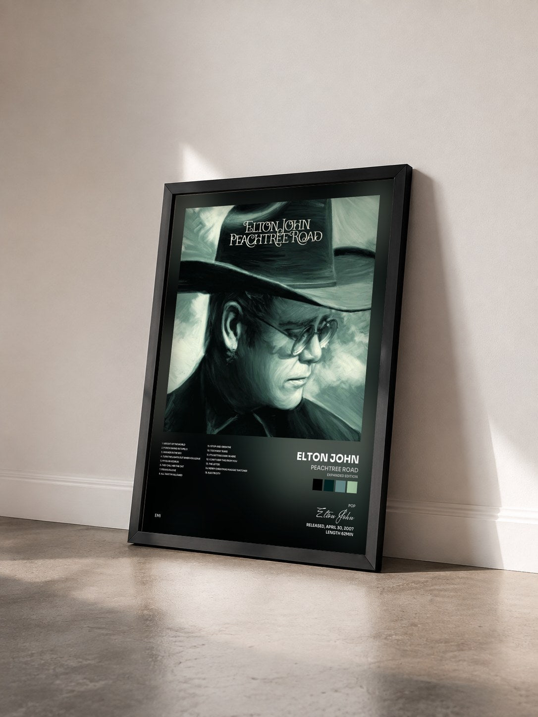 #noir Tableau de l'album Peachtree Road (Expanded Edition) de Elton John vu de trois quarts, cadre noir