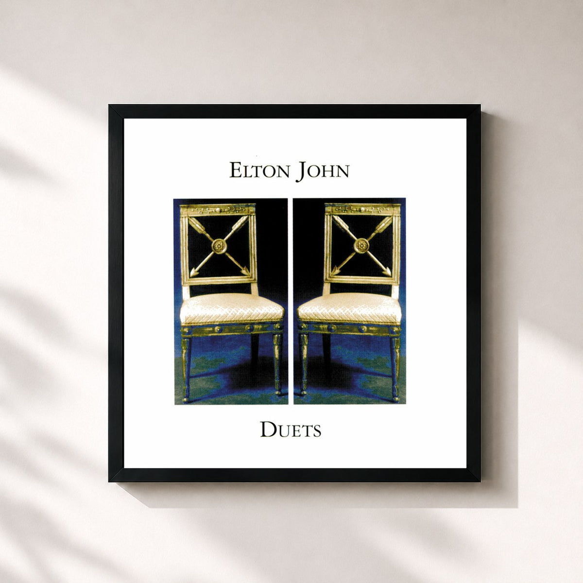 #noir Tableau carré de l'album Duets de Elton John, cadre noir 32x32 cm