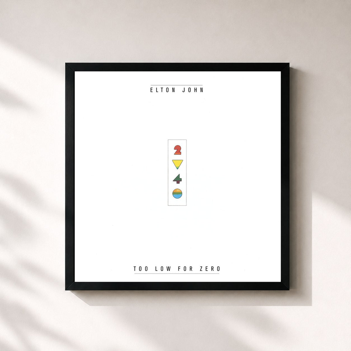 #noir Tableau carré de l'album Too Low For Zero de Elton John, cadre noir 32x32 cm