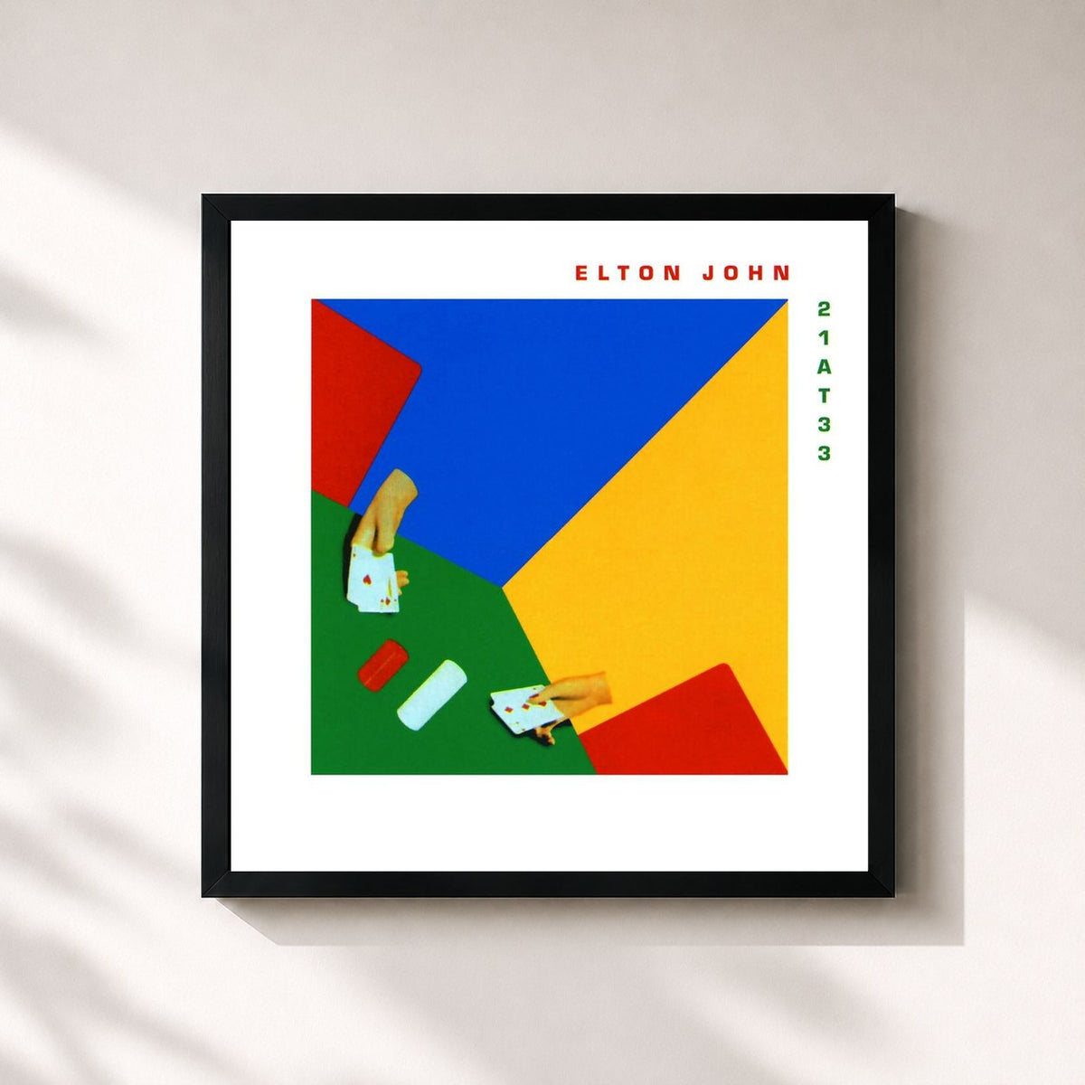 #noir Tableau carré de l'album 21 At 33 de Elton John, cadre noir 32x32 cm