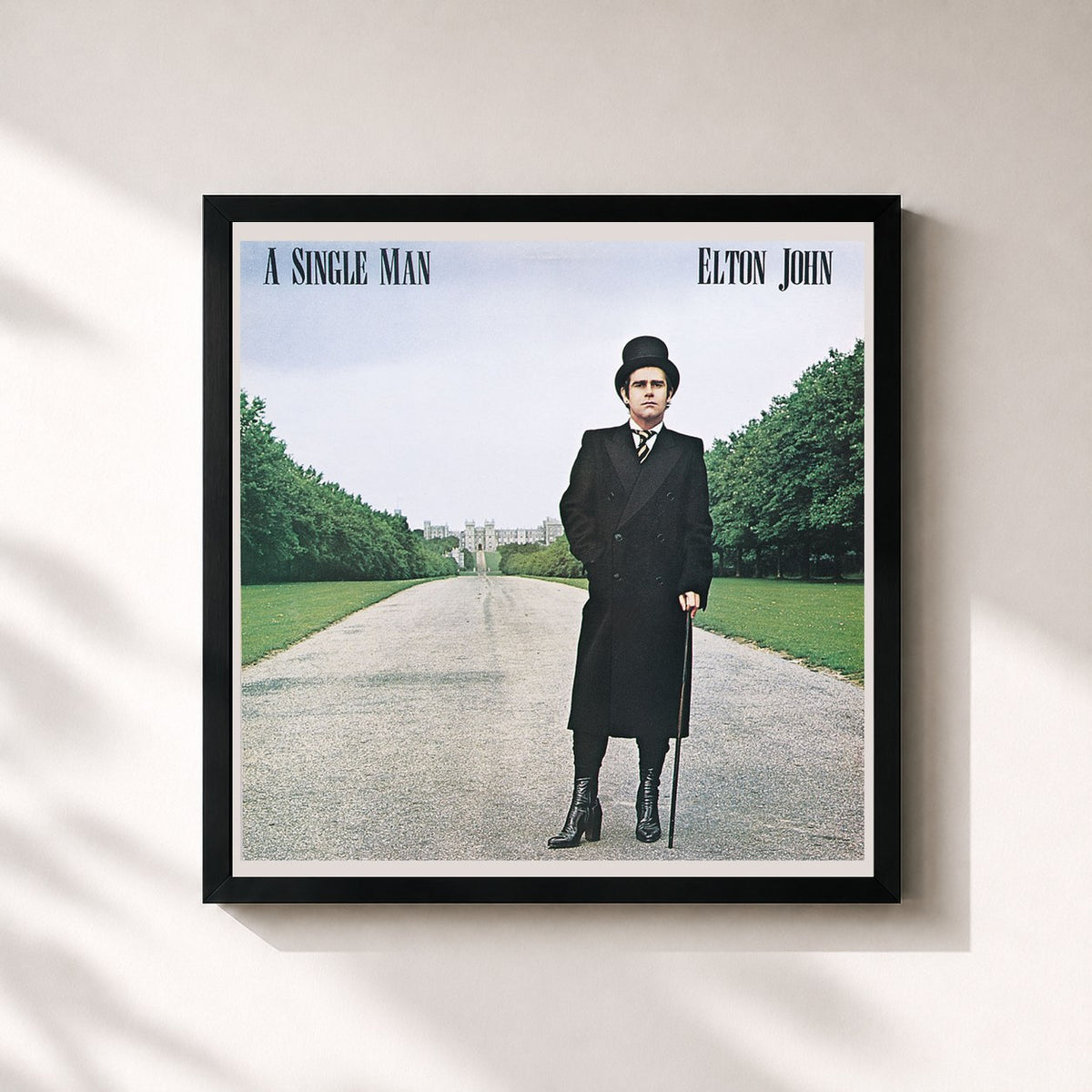 #noir Tableau carré de l'album A Single Man de Elton John, cadre noir 32x32 cm
