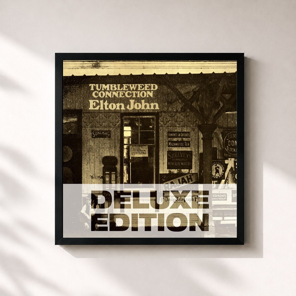 #noir Tableau carré de l'album Tumbleweed Connection de Elton John, cadre noir 32x32 cm