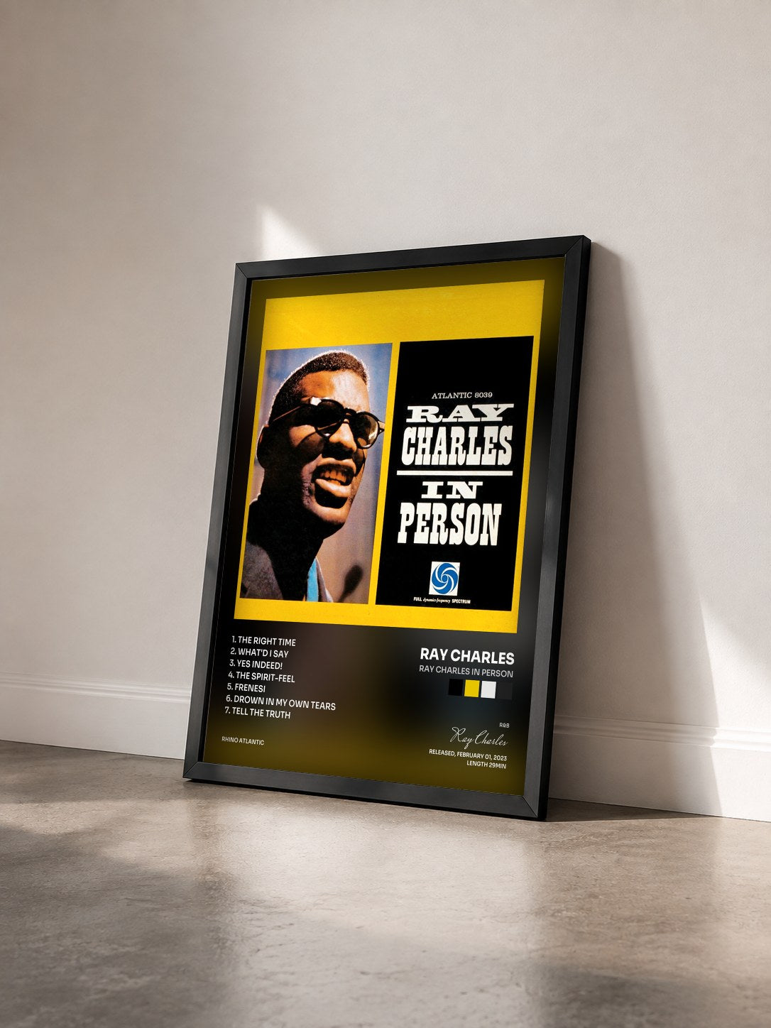 #noir Tableau de l'album Ray Charles In Person de Ray Charles vu de trois quarts, cadre noir