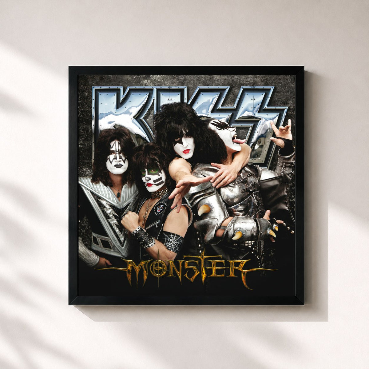 #noir Monster von KISS als quadratischer Kunstdruck, schwarzer Rahmen 32x32 cm